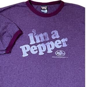 VTG 90s TNT Dr Pepper Vintage T-Shirt Burgundy Ribbed Cuffs & Collar Mens Medium